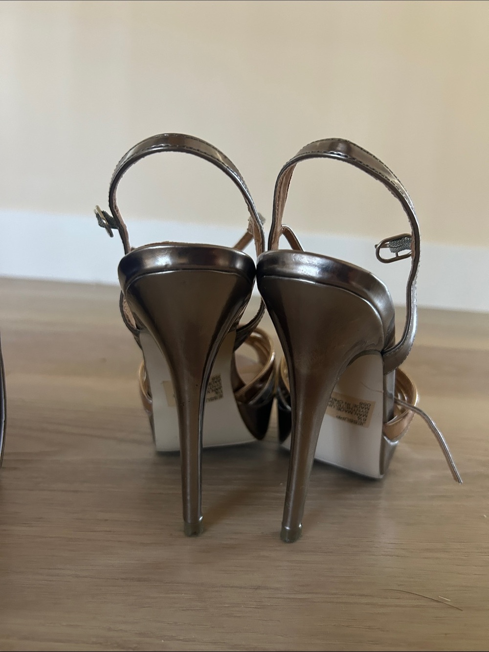 Madden Girl Metallic Gold and Silver Strappy High Heels - Picture 4 of 4